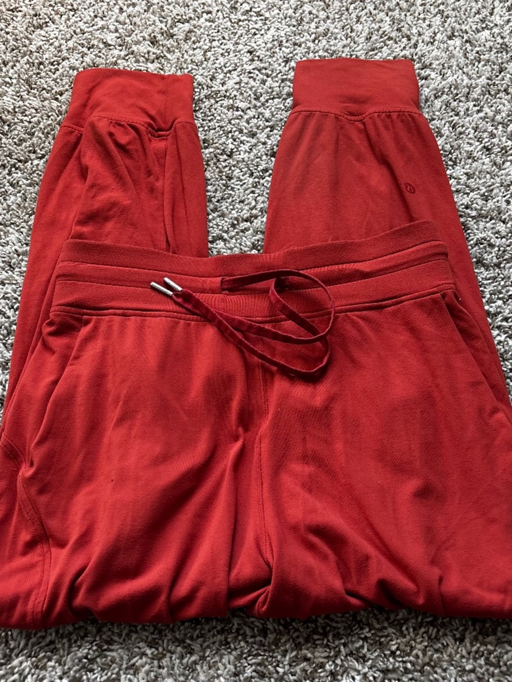 Lululemon orange rusty draw string cotton sweat pants sz 6 women